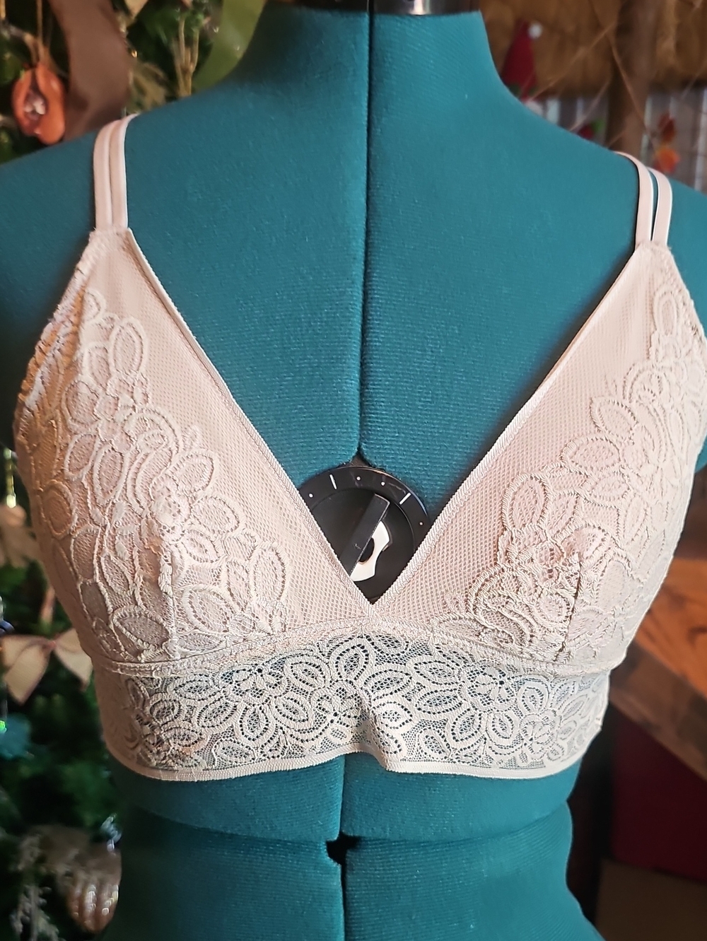aerie Cream Lace Bralette with Floral Detail